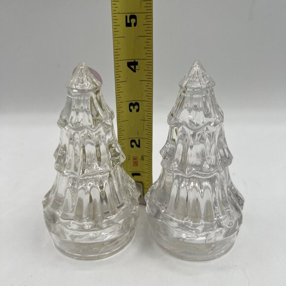Gorham Fine Crystal Salt Pepper Shakers Christmas Tree 4" Germany Made Holiday - Picture 5 of 11